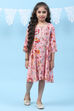 Pink Rayon Flared Printed Kurta