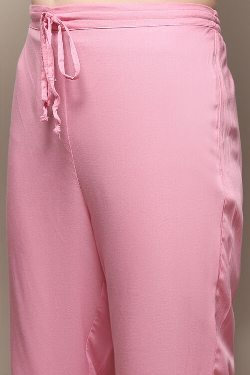 Light Pink Rayon Straight Kurta Pant 2 Piece Set image number 2