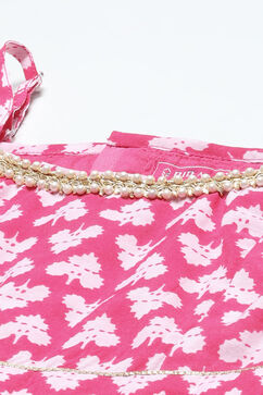 Pink Polyester Straight Printed Suit Set image number 1