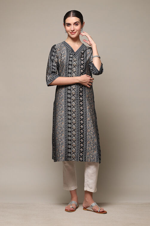 Brown Poly Viscose Straight Printed Kurta image number 0