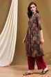 Multi-coloured Georgette Tropical Printed A-Line Kurta image number 2