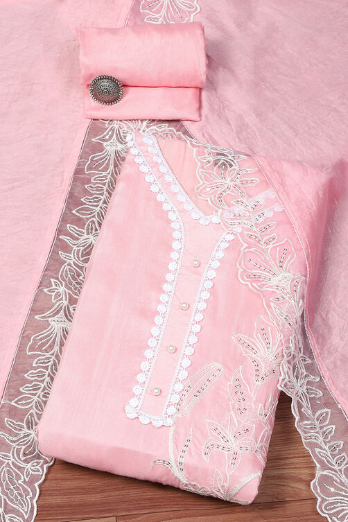 Baby Pink Muslin Unstitched Suit set image number 0