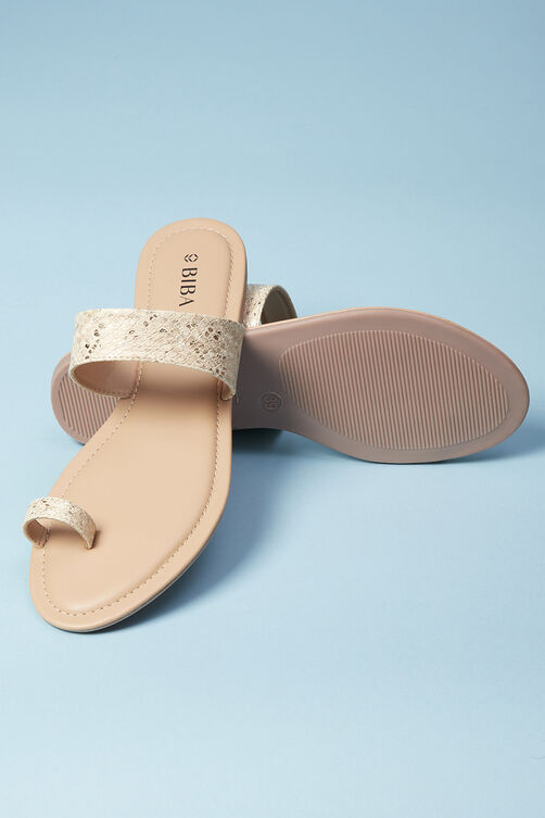 Beige Pu Ring Toe Sandals image number 3