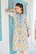 Off-white & Blue Cotton Floral Straight Kurta image number 0