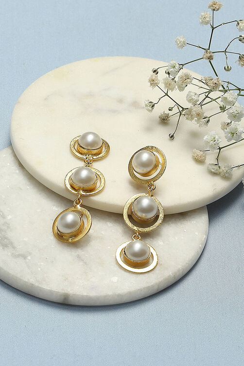 Pearl Pink Brass Earrings image number 0
