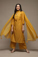 Yellow Cotton Blend Straight Kurta Palazzo Suit Set