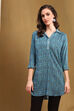 Blue & Green Rayon Printed Straight Shirt image number 5