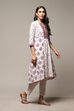 Pink Cotton Blend A-Line Printed Kurta image number 3