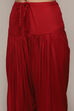 Red Rayon Straight Kurta Salwar Suit Set image number 2