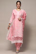 Baby Pink Muslin Unstitched Suit set image number 1