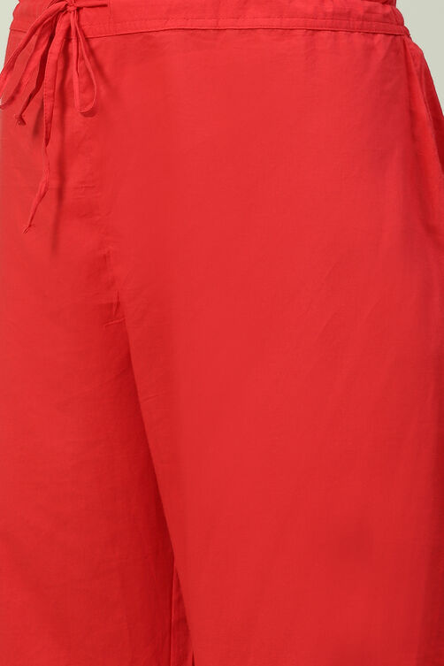 Red Straight Kurta Palazzo Suit Set