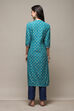 Blue Cotton Hand Embroidered Unstitched Suit Set image number 5