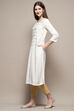 Off White Rayon Straight Kurta Pant 2 Piece Set image number 2