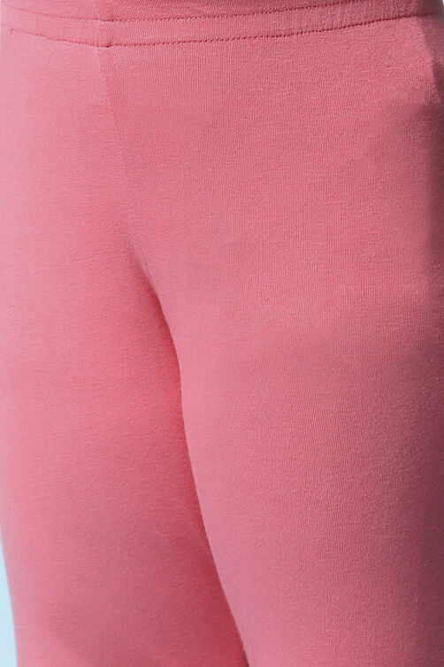 Pink Rayon Flared Printed Kurta Set