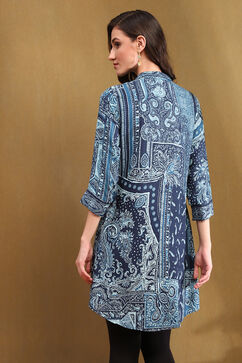 Navy Viscose Straight Kurti image number 3