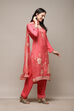 Pink Linen Blend Digital Print Unstitched Suit Set image number 7