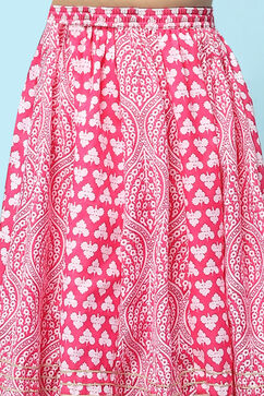 Pink Polyester Straight Printed Suit Set image number 2