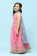 Pink Polyester Straight Printed Suit Set image number 4