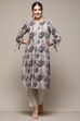 Charcoal Cambric Narrow Kurta Pant Suit Set image number 6