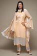 Peach Organza Lace Unstitched Suit Set image number 1