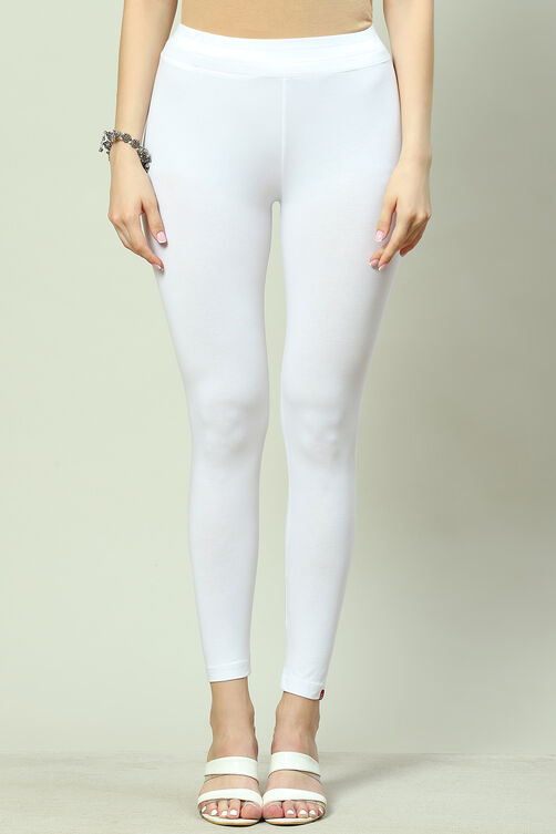 Buy White Cotton Blend Dyed Leggings (Leggings) for INR699.00