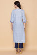 Blue Cotton Straight Printed Kurta image number 5