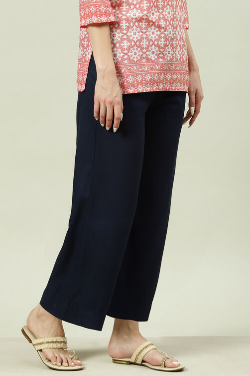 Navy Rayon Palazzo Pants image number 2