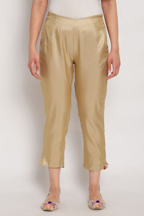 Gold Metallic Cotton Pants image number 0