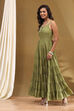 Green Georgette Festive Tiered Anarkali Dress image number 5