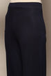 Navy Blue Cotton Viscose Solid Palazzo image number 1