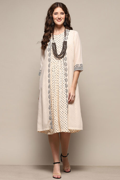 Ecru Brown Cotton Blend Straight Kurta image number 5