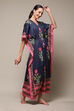 Indigo Pink Cotton Printed Kaftan image number 3