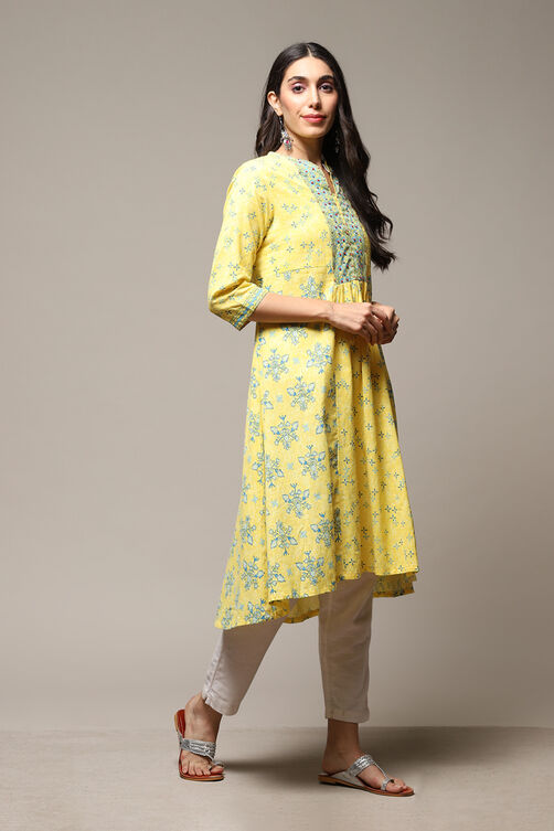 Pink Cotton Blend A-Line Printed Kurta image number 3