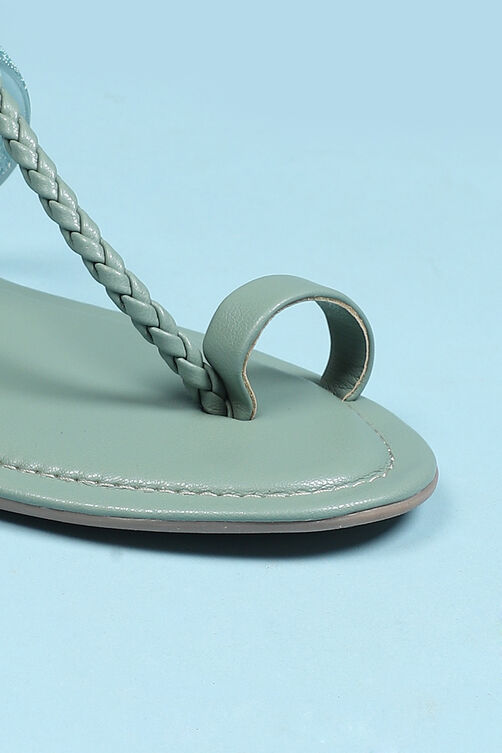 Green Pu Ring Toe Sandals image number 1