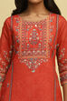 Pink Chanderi Printed Straight Kurta image number 1