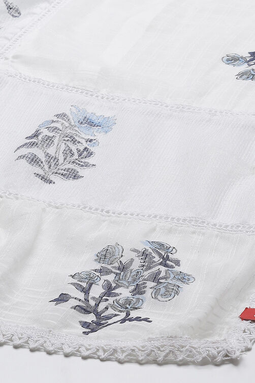 White Cotton Handloom Unstitched Suit Set image number 4