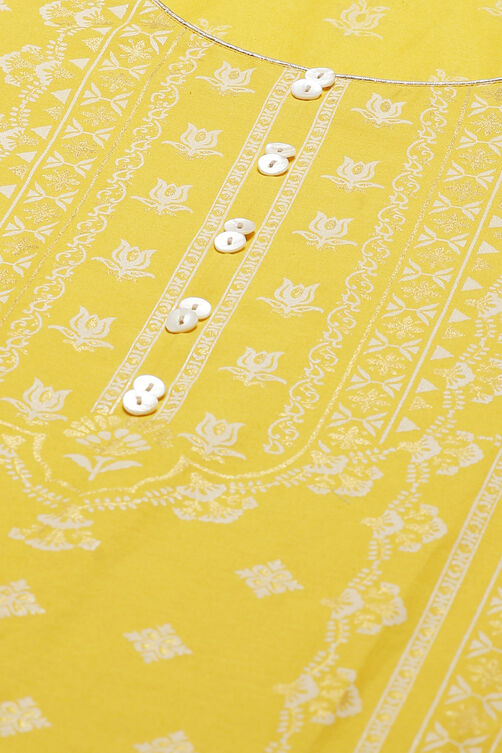 Mustard Cotton Straight Kurta image number 1