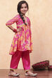 Pink Polyester Blend Gathered Suit Set image number 5