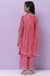 Pink Poly Cotton Girls Straight  Kurta Palazzo Suit Set image number 7
