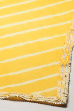 Yellow Organza Unstitched Suit set image number 4
