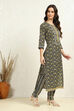 Green Cotton Printed Embroidered Unstitched Suit Set image number 6