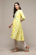 Pink Cotton Blend A-Line Printed Kurta image number 2