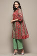 Green and Maroon Cotton Printed Straight Suit Set image number 5