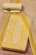 Yellow Cotton Screen Print Unstitched Suit Set image number 0