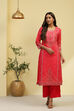 Pink Chanderi Printed Straight Kurta image number 0