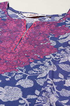 Indigo Cotton Straight Printed Kurta Ankle Length Suit Set image number 1