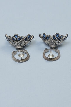 Oxidised Blue Brass Earrings image number 2