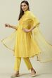 Yellow Solid Kalidar Kurta Regular Pants Suit Set image number 5