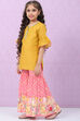 Yellow & Pink Art Silk Straight Kurta Set image number 3