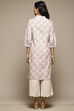 Off White Cotton Straight Printed Kurta image number 3